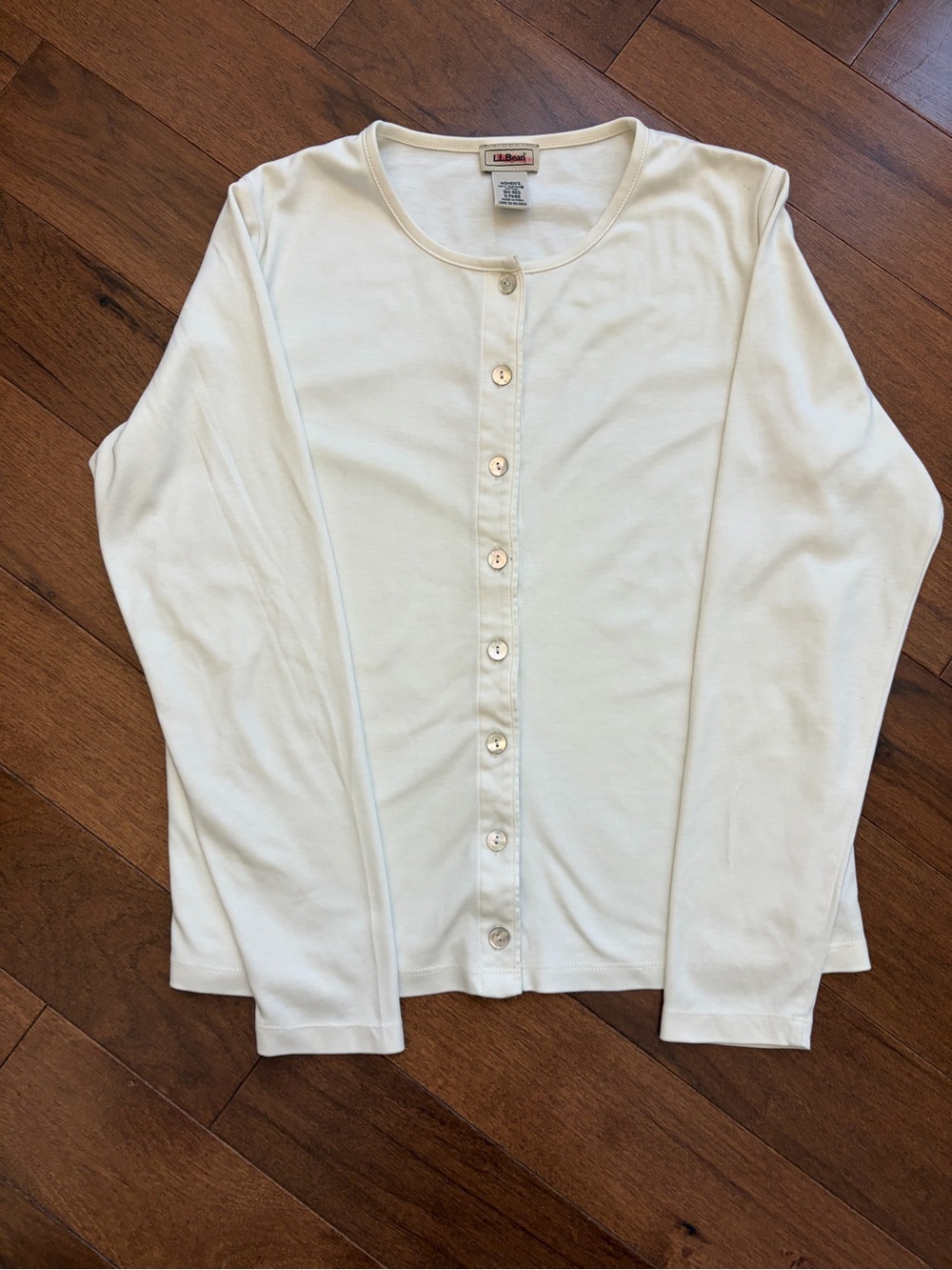 L.L. Bean Women's Ivory Button-Front Cardigan